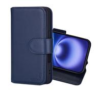 CHALK & HIDE - Étui Portefeuille en Cuir Véritable pour iPhone 16 (6.1"), Housse avec Blocage RFID Fente CB, Fermeture Magnétique et Fonction de Support - Bleu Marine