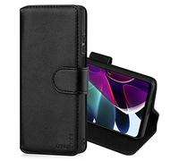 CHALK & HIDE - Étui Portefeuille en Cuir Véritable pour Motorola Moto G200 5G, Housse Concevoir avec Fentes CB et Fermeture Magnétique Coque - Noir