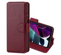 CHALK & HIDE - Étui Portefeuille en Cuir Véritable pour Motorola Moto G200 5G, Housse Concevoir avec Fentes CB et Fermeture Magnétique Coque - Bourgogne