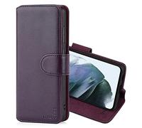 CHALK & HIDE - Étui Portefeuille en Cuir Véritable pour Samsung Galaxy S21 FE, Housse Concevoir avec Fentes CB et Fermeture Magnétique Coque - Aubergine