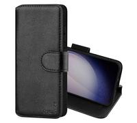 CHALK & HIDE - Étui Portefeuille en Cuir Véritable pour Samsung Galaxy S24, Housse avec Blocage RFID Fente CB, Fermeture Magnétique et Fonction de Support - Noir