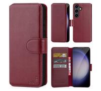 CHALK & HIDE - Étui Portefeuille en Cuir Véritable pour Samsung Galaxy S24 Plus, Housse avec Blocage RFID Fente CB, Fermeture Magnétique et Fonction de Support - Bourgogne