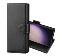 CHALK & HIDE - Étui Portefeuille en Cuir Véritable pour Samsung Galaxy S24 Ultra, Housse avec Blocage RFID Fente CB, Fermeture Magnétique et Fonction de Support - Noir