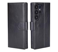 CHALK & HIDE - Étui Portefeuille en Cuir Véritable pour Samsung Galaxy S25 Ultra, Housse avec Blocage RFID Fente CB, Fermeture Magnétique et Fonction de Support - Noir