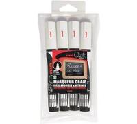 Uni-Ball 186200 - Set marqueur fenêtre & craie blanc, 4 marqueurs craie PWE-5M, crayons craie pointe ogive 1,8-2,5 mm