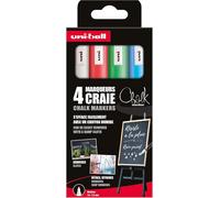 Chalk Marker-Uni Mitsubishi Pencil-Marqueurs Craie Pwe-5m-Marquage Éphémère,Résistant À La Pluie-Pointe Conique Medium,Emballage Zéro Plastique-Lot De 4 Couleurs Assorties