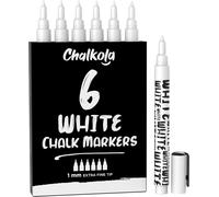 Chalk Marqueurs Blanc Lot De 6, Pointe Extra-Fine 1mm Liquide Stylo Craie Pour Tableau Noir Effacable Feutre Craie Pour Fenetre, Bistro, Vitre De Voiture, Tableau, Enseignes