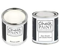 CHALK PAINT Kit Peinture Bianco Caldo + Cire Transparente Toute Surface - 250 ml Peinture Mate Déco + 250 ml Cire Finish Neutre Meubles en Bois & Murs - Deco Maison Vintage