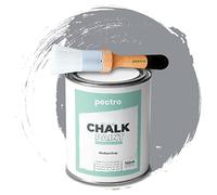 Chalk Paint Peinture à la Craie 750ml + Brosse en Bois Spéciale Pack - Pour Meuble et Deco Maison Vintage - Effet Craie (Gris Moyen)
