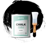 Chalk Paint Peinture Craie NOIR PROFOND 750ml + Brosse en Bois spéciale Pack