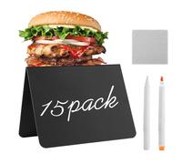 Chalk Signs - 15X Small Blackboard Table Labels, Mini Reusable Message Boards, Durable Writable Display Stands | Event Decoration For Food Party Celebration Wedding Gathering Supplies