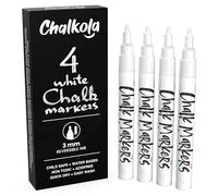 Chalkola Feutre Craie Blanc (Pointe Fine 3mm, Lot de 4) - Chalk Marqueur Liquide | Stylo Craie Pour Tableau Noir Effacable | Feutre Pour Fenetre | Crayon Chalk Pour Vitre & Verre, Ardoise