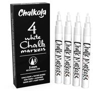 Chalkola Feutre Craie Blanc (Pointe Fine 3mm, Lot de 4) - Chalk Marqueur Liquide | Stylo Craie Pour Tableau Noir Effacable | Feutre Pour Fenetre | Crayon Chalk Pour Vitre & Verre, Ardoise