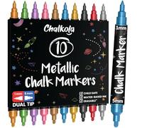Chalkola Lot de 10 marqueurs métalliques à double pointe - 1 mm et 5 mm