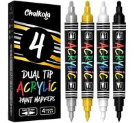Chalkola Lot de 4 marqueurs acryliques variés - 4 x double pointe de 1 mm + 5 mm