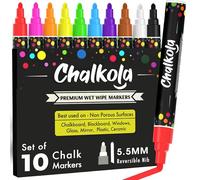 Chalkola Marqueur Craie Liquide Effaçable Pointe 6mm - Set 10 Feutre Craie