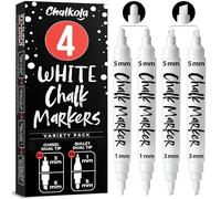 Chalkola Marqueurs à craie blanche - Lot de 4 (2 x 1 + 5 mm double (pointe de 5 mm), 2 x ciseaux doubles de 3 + 5 mm (les deux burins)