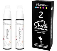 Chalkola Marqueurs De Craie Jumbo Blancs - Lot De 2 Stylos Blancs De 15mm - Utiliser Sur Fenêtre, Voitures, Tableau Blanc, Tableau Noir, Verre, Bistro | Aimé Par Enseignants, Artistes Et Entreprises