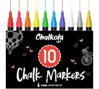 Chalkola Set 10 Stylo Craie pour Tableau Noir Effaçable - Chalk Marker 1mm