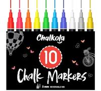 Chalkola Set 10 Stylo Craie pour Tableau Noir Effaçable - Chalk Marker 3mm