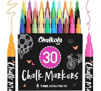 Chalkola Set 30 Marqueur Craie Effacable Tableau Noir 1mm - Stylo Craie