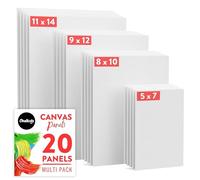 Chalkola Toile Peinture Lot de 20 Toiles à Peindre Formats Assortis 5x7 8x10 9x12 11x14 pouces Coton 100% Carton Entoilé pour Peinture Acrylique Huile Tableau à Peindre Enfants Adultes