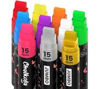 Chalkola Window Pens - Pack of 10 Chalk Pens (with Gold, Silver) - 3 in 1 Nib, 15mm Jumbo Tip - Liquid Chalk Markers For Blackboard, Chalkboard, Windows, Cars - Erasable Wet Erase Pen