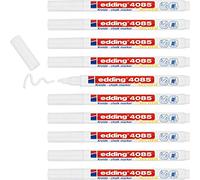 edding 4085 Marqueur craie liquide - blanc - 10 feutres craie liquide - pointe ronde 1-2 mm - feutre craie effacable pour écrire sur les vitres,le verre - feutre craie ardoise aux couleurs opaques