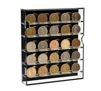 Challenge Coin Display, Clear Acrylic Holder, Round Coin Storage Box, Removable Desktop Organizer, Protective Case for Medals Badges Pins Buttons Collection Display Showcase Collectors Enthusiasts