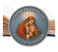 Challenge Coin, Faith Over Fear Coins, 1.18 Inches Compact & Portable, Commemorative Detailed Medallion for Enthusiasts, Adults, Spiritual Support Collectors, Men and Women, Inspirational Home Display