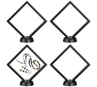 Challenge Coins Lot de 4 vitrine flottantes 3D en film polyéthylène pour pièces de monnaie Noir Pour médailles et coquillages Antiques Challenge Coins 11 x 11 cm