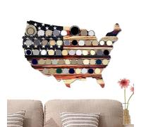 Challenge Coinss Display, Wooden Flag Challenge Holder, Multi Layered Rack Collectible Militaries Medals Badges, Patriotic Home Decor for Bedroom Living Room, 36x21x2cm