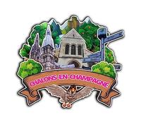 Chalons-en-Champagne Grand Est France Aimant de réfrigérateur en bois 3D monuments de voyage souvenirs de collection décoration fait main -2891