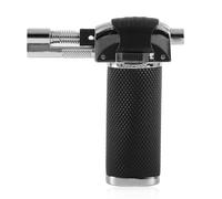 Chalumeau au butane rechargeable 1300 °C coupe-vent avec verrouillage de sécurité pour barbecue, soudure, cuisine, crème brûlée, camping, noir