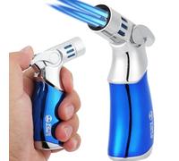 Chalumeau Butane Rechargeable 4 Flammes Puissantes - Mini Chalumeau de Cuisine Réglable pour Crème Brûlée, Pâtisserie, BBQ et Usage Polyvalent (Gaz Butane Non Inclus)