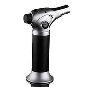 Chalumeau butane rechargeable avec verrouillage de sécurité et flamme réglable - Chalumeau de cuisson à une main - Pour desserts, crème brûlée, barbecue et pâtisserie (gaz butane non inclus)