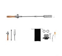 Chalumeau de barbecue en acier inoxydable, démarreur au charbon de bois, outil de cuisson extérieur 47 000 BTU avec longueur réglable et poignée en hêtre pour barbecue, feu de camp et allumage de