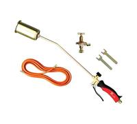 Chalumeau de chauffage en kit composition: 1 channel à levier de 70 cm avec brûleur de Ø 60 mm, puissance 35 kw, 1 tube en caoutchouc raccordé par 10 mètres, 1 régulateur pour gaz.