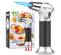 Chalumeau de Cuisine Briquet Rechargeable Chalumeau Réglable Flamme Torche Gaz Butane Avec Verrouillage de Sécurité de l'Artisanat de Bricolage de Cuisine BBQ Cuisson Crème Brûlée à Souder
