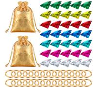 Chalyna Lot de 60 bagues rondes en alliage doré avec diamant acrylique et pierre précieuse - Avec sac cadeau pour anniversaire (style vif)