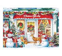Chalzidar Puzzle de fenêtre de Noël pour adultes de 1 000 pièces, lettres parfaitement emboîtables au dos sans poussière, décoration de la maison de Noël, cadeau de fête d'anniversaire, puzzle 1:1