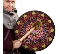 chaman pour adultes - Conception décoration tambour chamanique fait à la main 25 cm - Shamanic Sound Healer Shaman Drum, Leather and Wood Instrumental Shaman Alchemy Moon Weiting