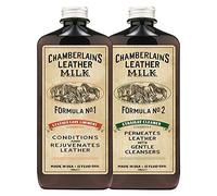 Chamberlain's Leather Milk - Lot de 2 laits nettoyant/assouplissant Cuir n° 1 et 2 - avec 2 Cotons - Naturel/Non Toxique - 0.35 L