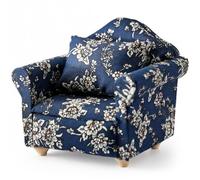 CHAMBERY Chaise miniature avec oreiller pour maison de poupée, échelle 1:12, bleu marine