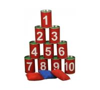 Buitenspeel Chamboule Tout avec 10 boites Rouge et 3 balles - Jeu de Societe