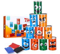Chamboule Tout, Jeu de Lancer de 10 Boîtes de Conserve et 3 Sacs de Fèves, Jeux Exterieur Enfant, Jeux Anniversaire Enfants, Jeux Kermesse Enfant