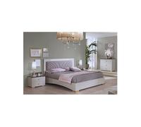 PANACA - Chambre 140x190cm Crème et Bronze + Leds - Altobuy Beige