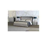 HYDE - Chambre 140x190cm Gris Effet Pierre avec Leds - Altobuy Gris