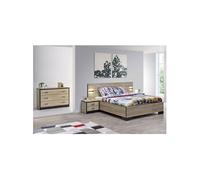 Chambre 160x200cm avec Commode 3 Tiroirs - ELEOS -