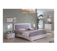 PANACA - Chambre 160x200cm Crème et Bronze + Leds -